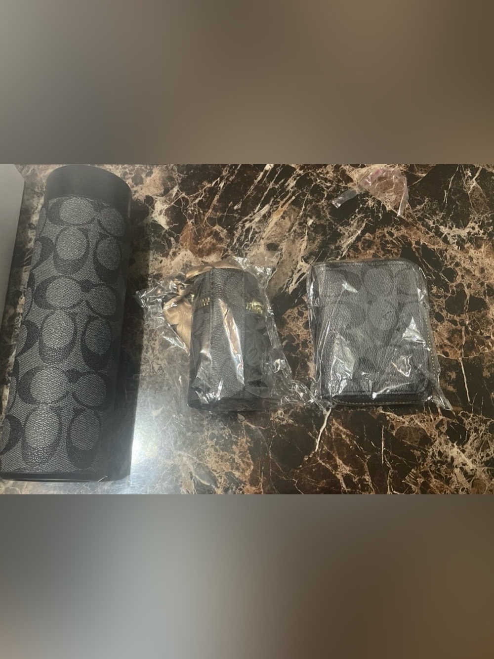 Coach Black Signature Monogram Organizer Trio